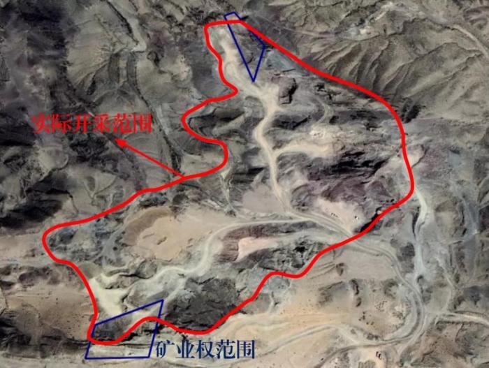 2021年5月的衛(wèi)星遙感影像顯示，白土崗子石料廠(chǎng)礦業(yè)權(quán)面積僅16.65畝，越界開(kāi)采達(dá)207畝，超出12.4倍