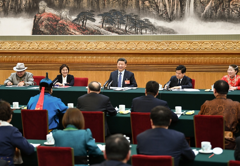 2019年3月5日，習近平總書記參加十三屆全國人大二次會議內蒙古代表團的審議。