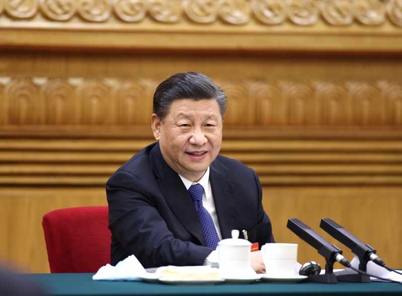 2021年3月5日，習(xí)近平總書記參加十三屆全國人大四次會(huì)議內(nèi)蒙古代表團(tuán)的審議。