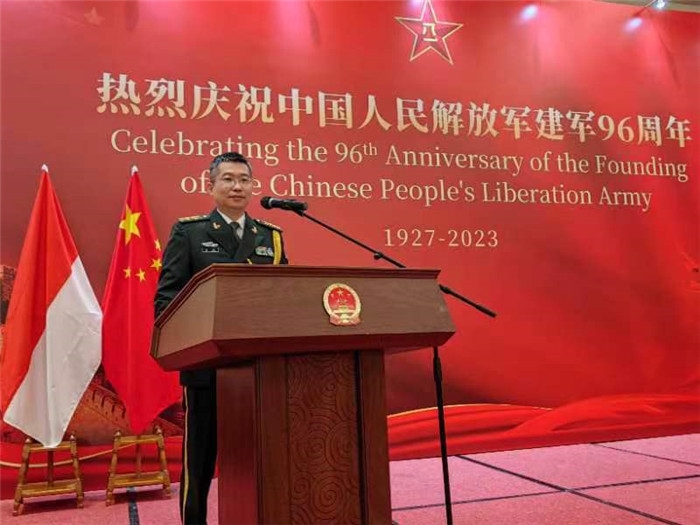 圖為徐勝武官致辭。中國駐印度尼西亞使館供圖