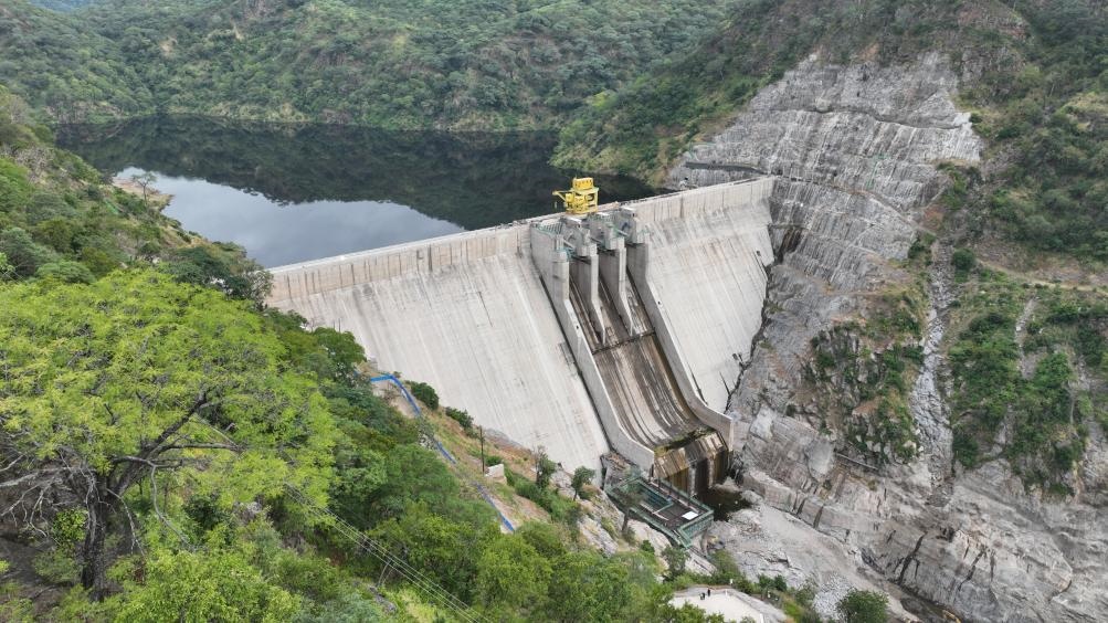 3月23日，航拍的下凱富峽水電站大壩。