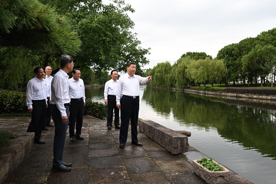 9月20日下午，習(xí)近平總書(shū)記在浙東運(yùn)河文化園考察。新華社記者 謝環(huán)馳 攝