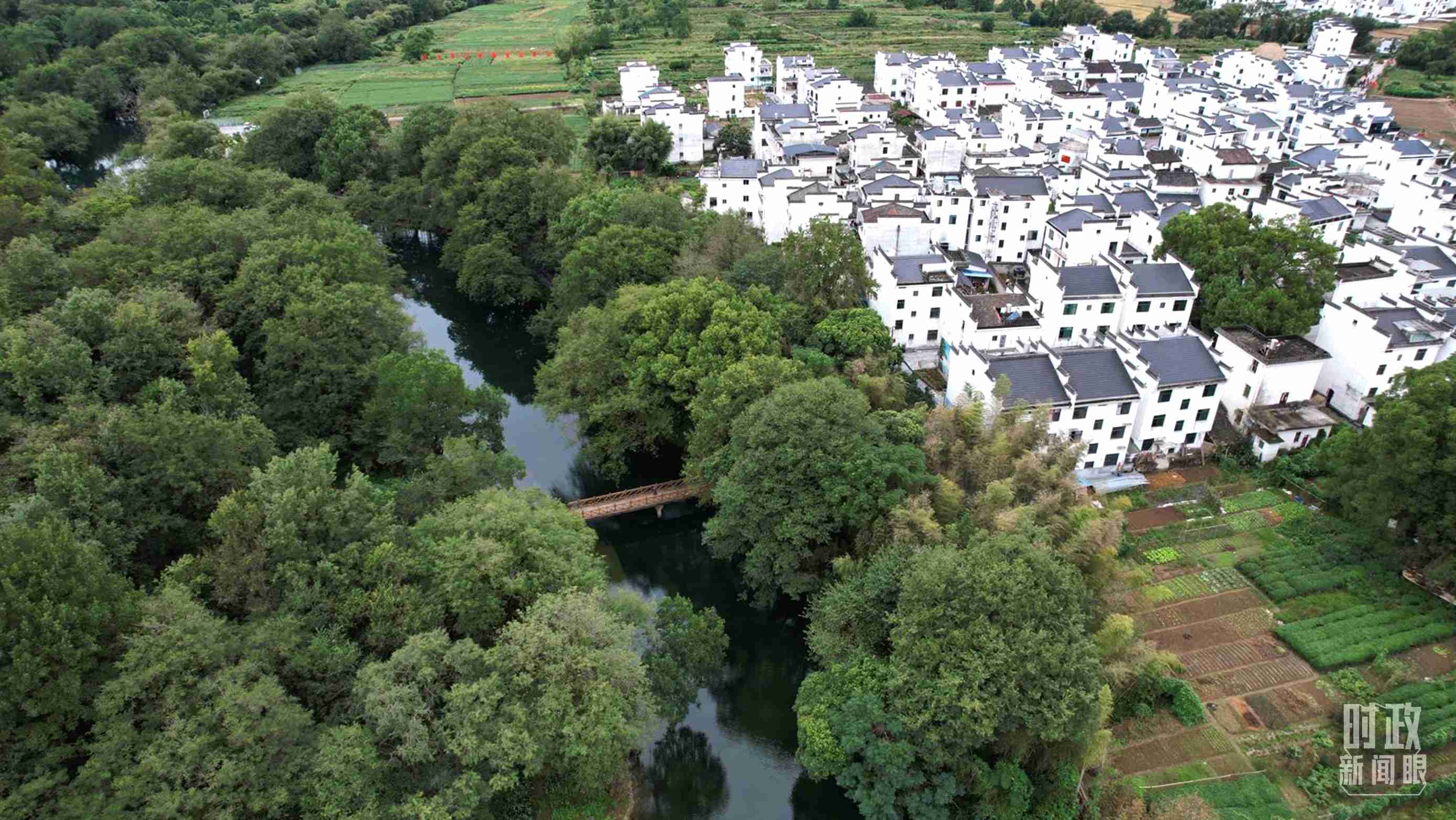 △位于饒河源國家濕地公園中心地帶的石門村。（總臺央視記者范凱拍攝）