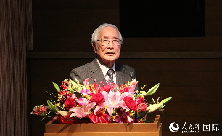 日中科學技術交流協(xié)會會長山脅道夫致辭。人民網 許可攝