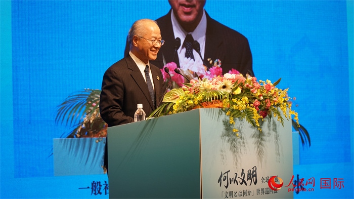 日本日中協(xié)會理事長瀨野清水致辭。人民網(wǎng) 蔣曉辰攝