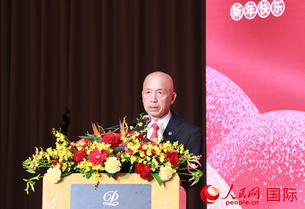 全華聯(lián)理事長(zhǎng)賀乃和致辭。人民網(wǎng) 許可攝