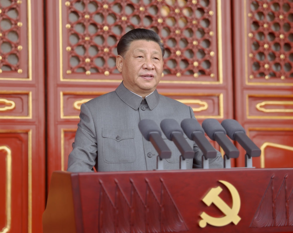 2021年7月1日，慶祝中國(guó)共產(chǎn)黨成立100周年大會(huì)在北京天安門廣場(chǎng)隆重舉行。習(xí)近平發(fā)表重要講話。新華社記者 鞠鵬 攝