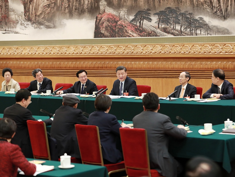2019年3月8日，習(xí)近平總書記參加十三屆全國(guó)人大二次會(huì)議河南代表團(tuán)的審議。