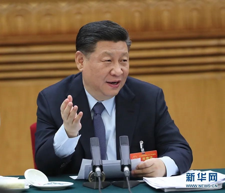 2019年3月7日，習(xí)近平參加十三屆全國(guó)人大二次會(huì)議甘肅代表團(tuán)的審議。新華社記者 鞠鵬 攝