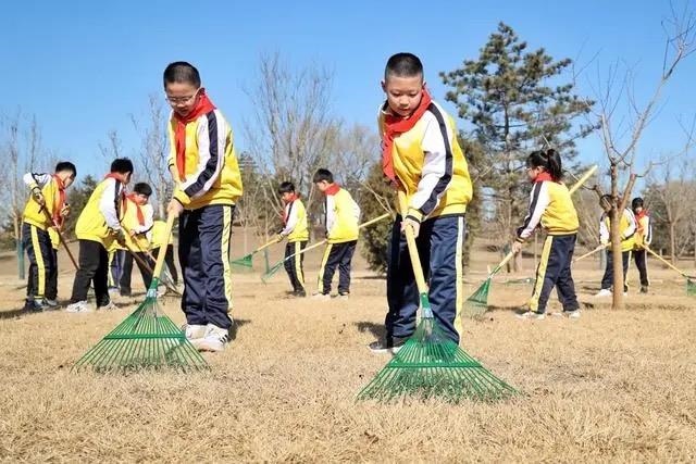△2024年3月12日，北京城市綠心森林公園，參加植樹節(jié)主題活動(dòng)的學(xué)生們學(xué)習(xí)義務(wù)植樹知識(shí)，并進(jìn)行現(xiàn)場(chǎng)撫育管護(hù)。