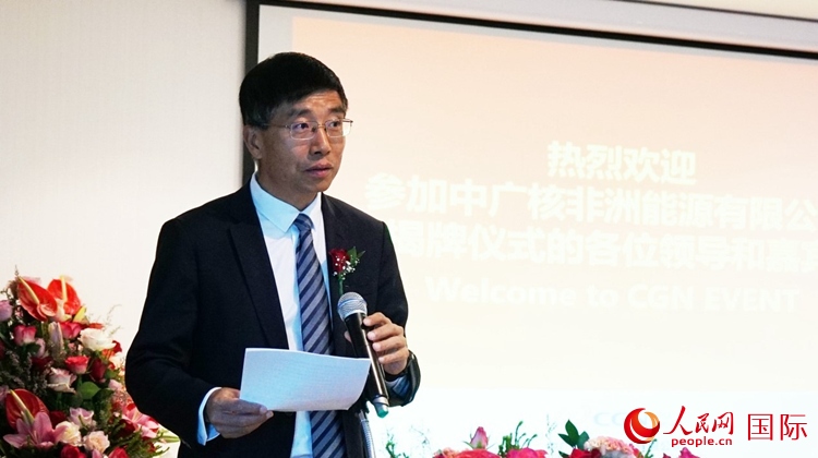 國(guó)家電網(wǎng)公司非洲辦事處主任汪文安致辭。人民網(wǎng) 劉暢攝