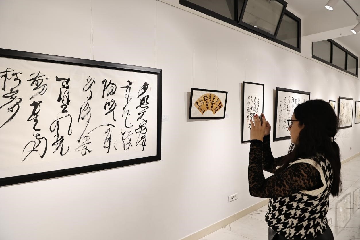 觀眾參觀書法展。拉巴特中國文化中心供圖