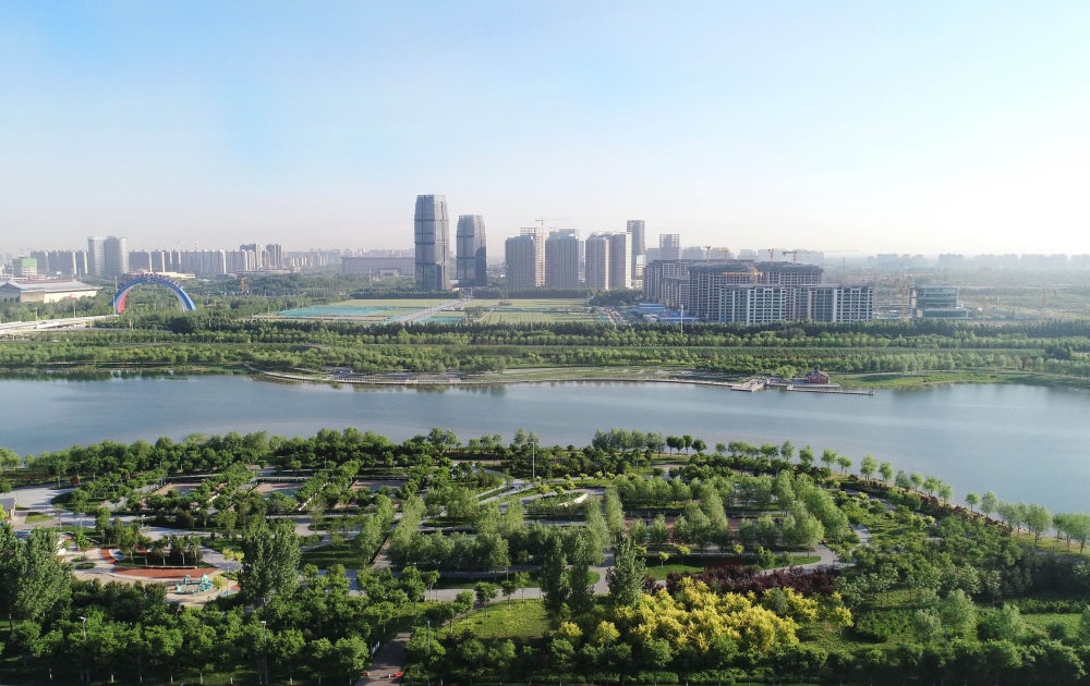 石家莊市滹沱河景色（2022年5月16日攝，無人機照片）。新華社記者 楊世堯 攝