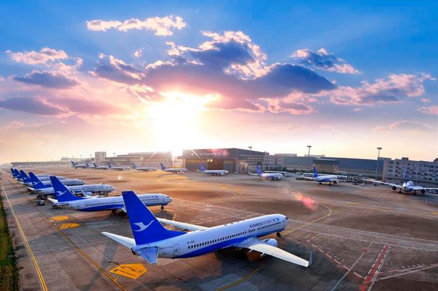 這是如今廈門航空的機(jī)隊(duì)照片。（廈門航空有限公司供圖）