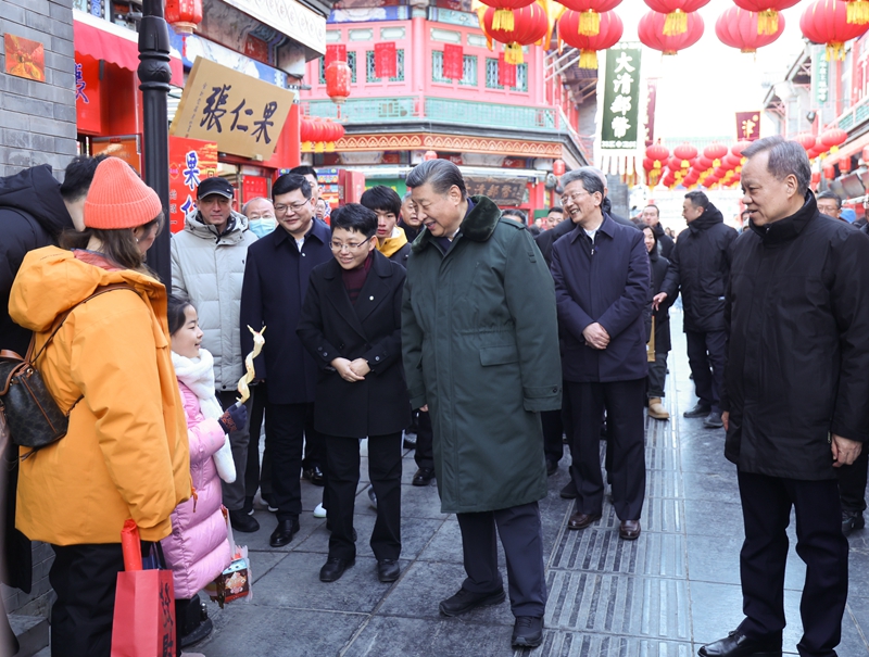 2024年2月1日，習近平總書記在天津古文化街考察。