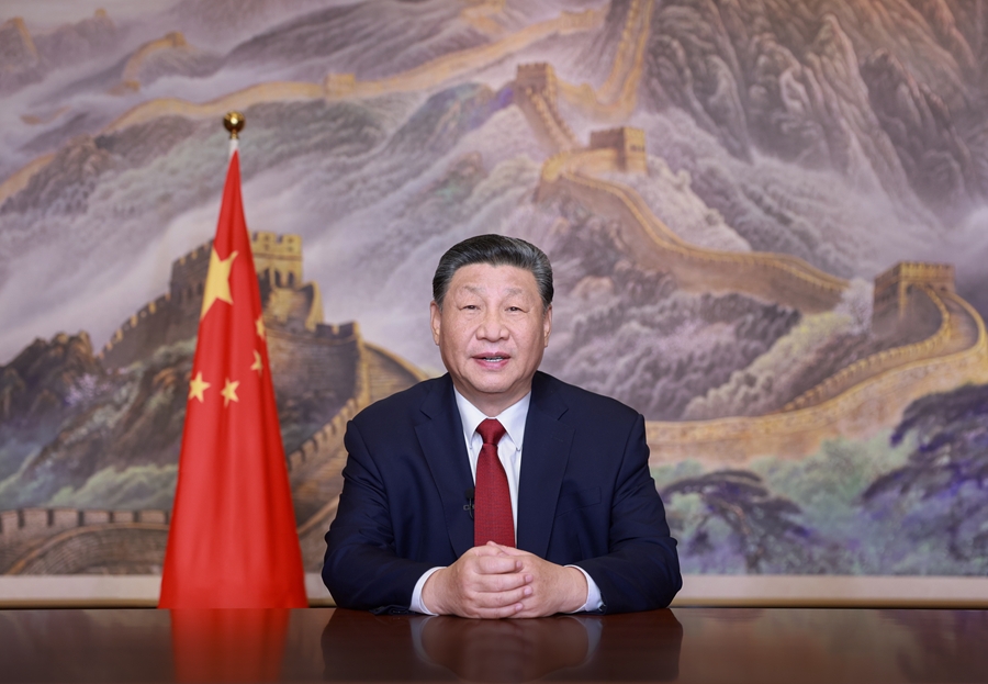 新年前夕，國家主席習(xí)近平發(fā)表二〇二五年新年賀詞。新華社記者 鞠鵬 攝