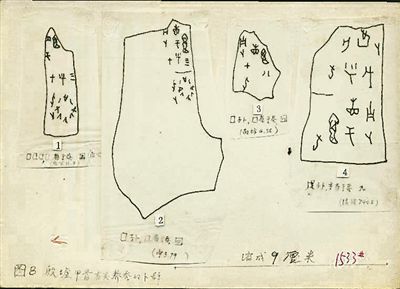 周堯?yàn)椤吨袊?guó)昆蟲(chóng)學(xué)史》摹寫(xiě)的甲骨文材料。老科學(xué)家學(xué)術(shù)成長(zhǎng)資料采集工程供圖