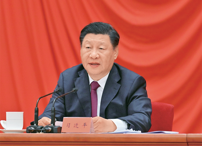 2022年5月10日，慶祝中國共產(chǎn)主義青年團(tuán)成立100周年大會(huì)在北京人民大會(huì)堂隆重舉行。中共中央總書記、國家主席、中央軍委主席習(xí)近平在大會(huì)上發(fā)表重要講話。 新華社記者 岳月偉/攝