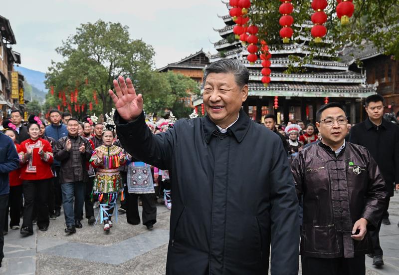 △2025年3月17日，習(xí)近平總書記在貴州黎平縣肇興侗寨考察。